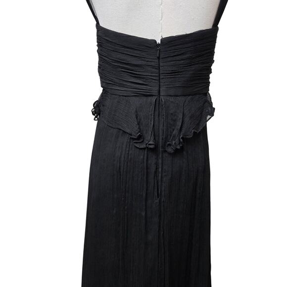 Amsale Womens Whimsigoth Romantic LBD Sheer Silk Babydoll Halter Midi Dress 10 - Picture 6 of 12